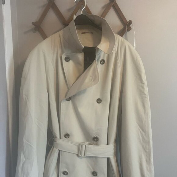 London Fog trench coat double breasted zip quilted lining plaid interior 46 LONG - Picture 4 of 14